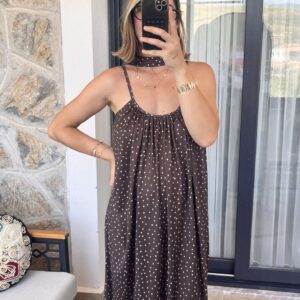 Fularlı Puantiyeli Elbise