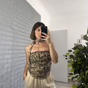 Fular Detaylı Straplez Bluz